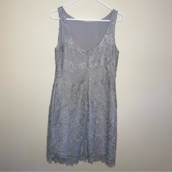 Lauren Ralph Lauren Metallic Silver Gray Lace Sheath Dress - Picture 6 of 16